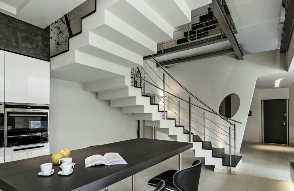 Interior of a Modern Living Room with Staircase